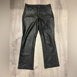 Maeve Black Faux Leather Flare Pants